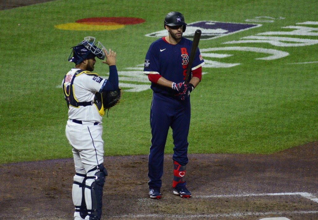 Red Sox slugger JD Martinez steps up to the plate.