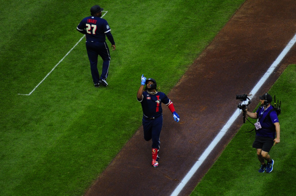 Vlad Guerrero Jr. after hitting a home run. 