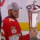Aleksander Barkov carries the Prince of Wales Trophy after the Florida Panthers earned a trip to the Stanley Cup Final.