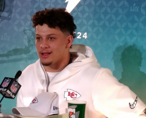 Chiefs quarterback Patrick Mahomes at the opening night event for Super Bowl 54. (Craig Davis for Five Reasons Sports Network)