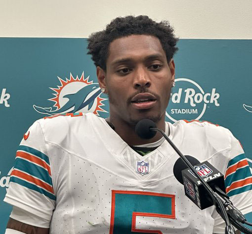 Jalen Ramsey discusses his Miami Dolphins debut iwth an interception.