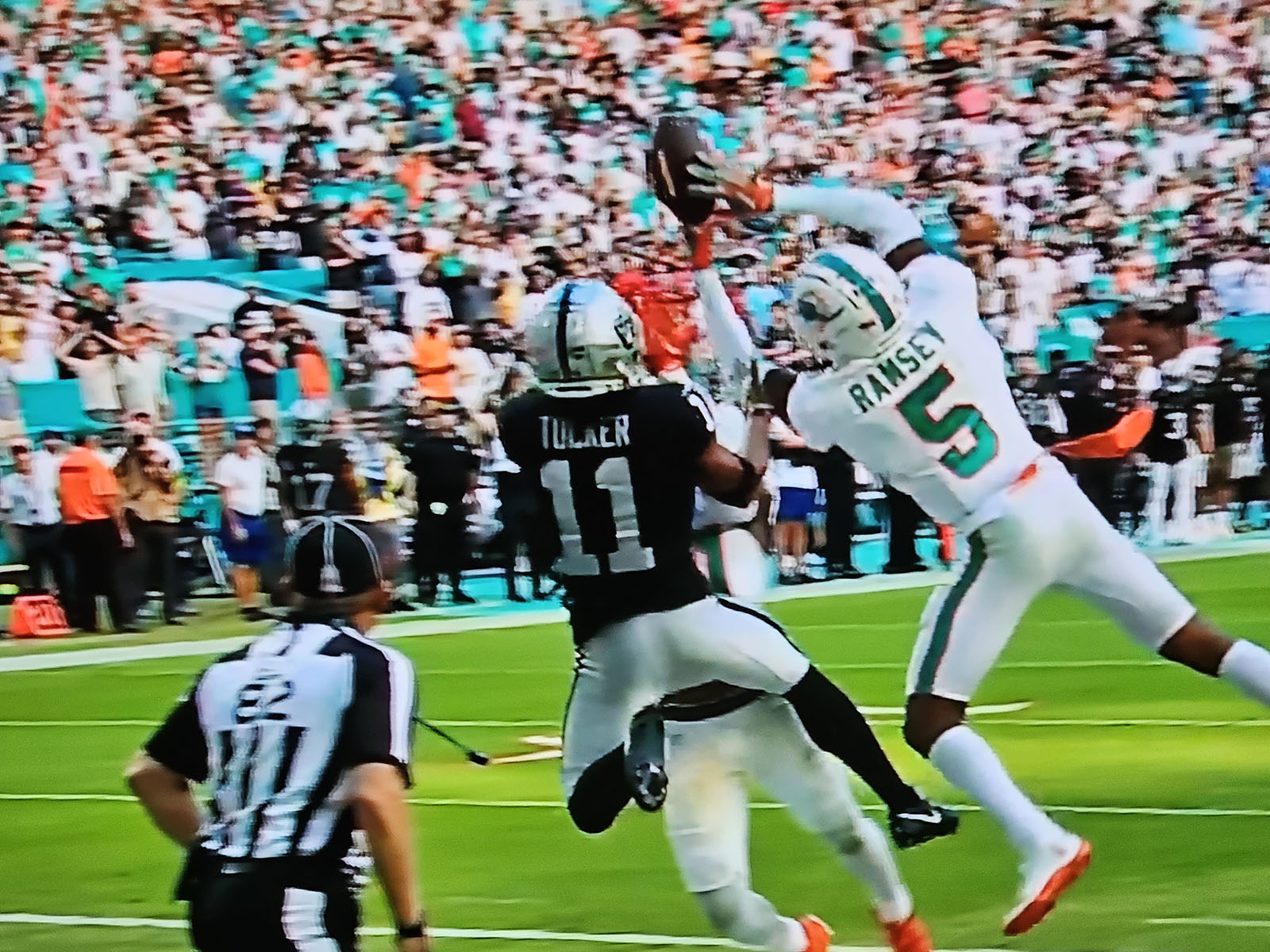 Jalen Ramsey seals the win for the Dolphins with a leaping interception, his second of the game.
